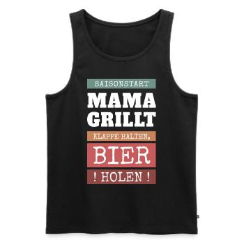 Mom at the Grill - Funny BBQ Saying - Men's Premium Organic Tank Top - black - Front - AI Model Male 178 light (178cm)