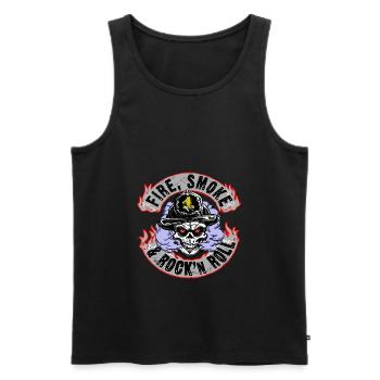 Fire, Smoke and Rock n Roll - Men's Premium Organic Tank Top - black - Front - AI Model Male 178 light (178cm)
