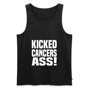 Kicked Cancer’s Ace! Dicton anti-cancer - Débardeur bio Premium Homme - noir - Devant - Michal (187cm)