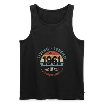 birthday 61 years legendsince 1961 gift 61 years - Men's Premium Organic Tank Top - black - Front - AI Model Male 178 light (178cm)