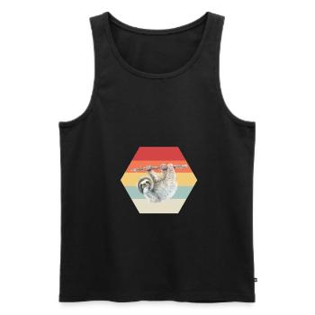 Faultier - Männer Premium Bio Tank Top - Schwarz - Vorne - Michal (187cm)