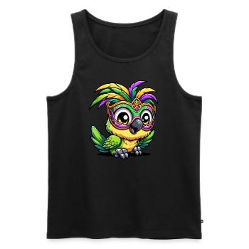 Perroquet Mardi Gras, Plumage Coloré - Débardeur bio Premium Homme - noir - Devant - Michal (187cm)
