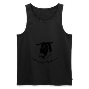 j'peux pas j'ai la flemme - cadeau humour flemme - Débardeur bio Premium Homme - noir - Devant - AI Model Male 178 light (178cm)