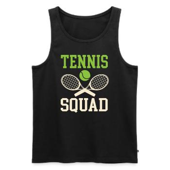 Tennis Squad Ironic Saying Racket Tennis Player - Men's Premium Organic Tank Top - black - Front - AI Model Male 178 light (178cm)