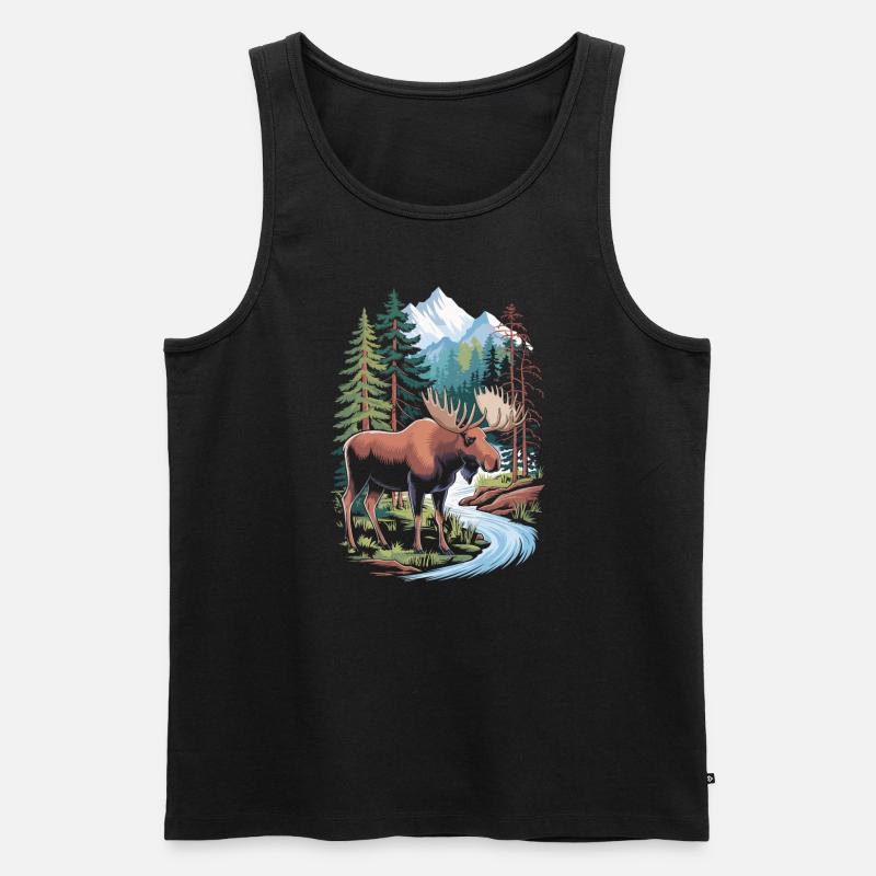Elch - Männer Premium Bio Tank Top - Schwarz