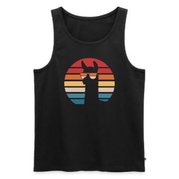 Cooles Alpaka mit Sonnenbrille - Männer Premium Bio Tank Top - Schwarz - Vorne - Michal (187cm)