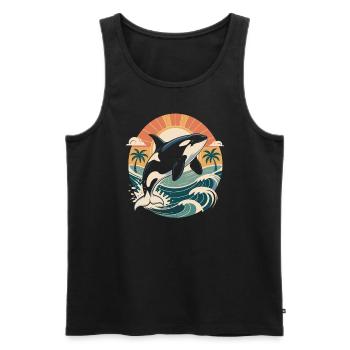 Vintage Orca Créatures de la mer Baleine de mer Orque - Débardeur bio Premium Homme - noir - Devant - Michal (187cm)