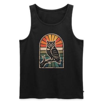 Vintage Eule Vogel - Männer Premium Bio Tank Top - Schwarz - Vorne - Michal (187cm)
