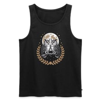 Eule Vogel Mond Natur - Männer Premium Bio Tank Top - Schwarz - Vorne - Michal (187cm)