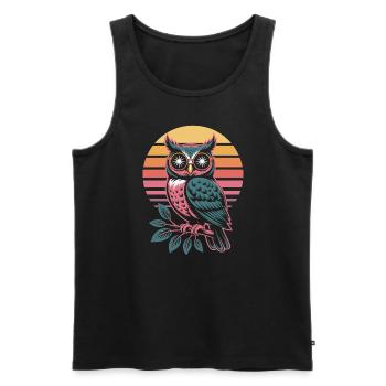 Eule Vogel - Männer Premium Bio Tank Top - Schwarz - Vorne - Michal (187cm)