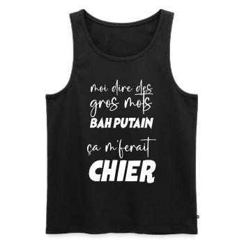 Gros mots humour ça Me Ferait Chier Cadeau Homme - Débardeur bio Premium Homme - noir - Devant - Michal (187cm)