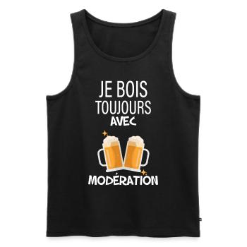 Apéro Modération Humour Bière - Débardeur bio Premium Homme - noir - Devant - AI Model Male 178 light (178cm)