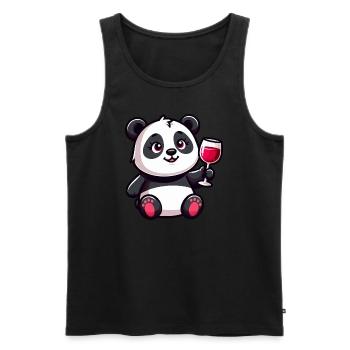 Cute Panda Red Wine Cartoon - Men's Premium Organic Tank Top - black - Front - Michal (187cm)