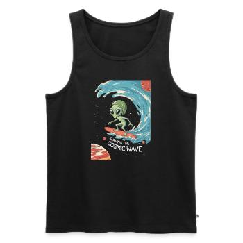 Surfing the Cosmic Wave - Männer Premium Bio Tank Top - Schwarz - Vorne - AI Model Male 178 light (178cm)