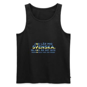 Learn Swedish - Men's Premium Organic Tank Top - black - Front - AI Model Male 178 light (178cm)