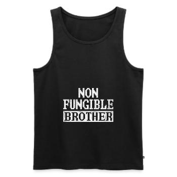 Vintage NFT Art Cypto Citation Non Fongible Frère - Débardeur bio Premium Homme - noir - Devant - Michal (187cm)