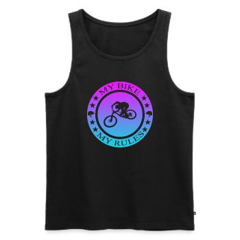 Biken, My Bike My Rules, Fahrrad - Männer Premium Bio Tank Top - Schwarz - Vorne - Michal (187cm)