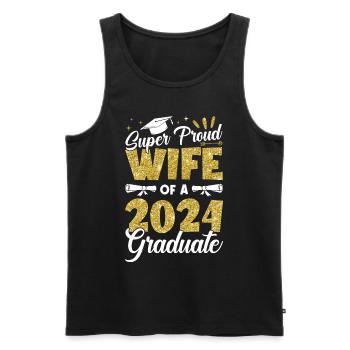 Fière épouse d’un étudiant diplômé de l’université 2024 - Débardeur bio Premium Homme - noir - Devant - AI Model Male 178 light (178cm)