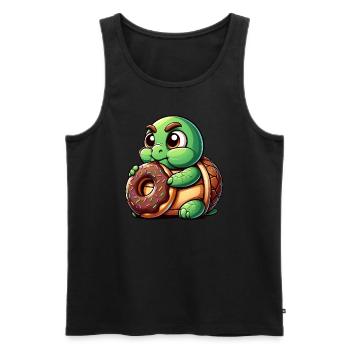 Tortue mignonne beignet dessin animé bite drôle - Débardeur bio Premium Homme - noir - Devant - AI Model Male 178 light (178cm)