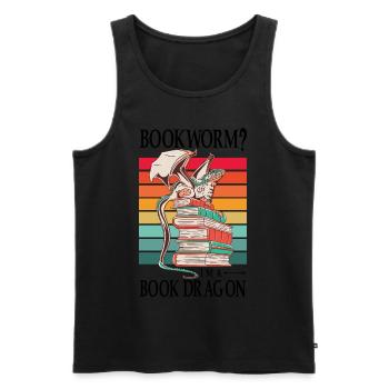 Dragons Bücher Drachen Lesen Bücherwurm - Männer Premium Bio Tank Top - Schwarz - Vorne - Michal (187cm)