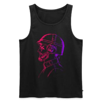 Faire de la musique pas de la guerre - Paix - Débardeur bio Premium Homme - noir - Devant - AI Model Male 178 light (178cm)