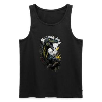 Vélociraptor - Débardeur bio Premium Homme - noir - Devant - Michal (187cm)