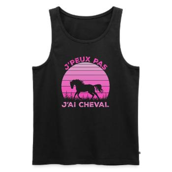 J'Peux Pas J'ai Cheval Animal Equitation - Débardeur bio Premium Homme - noir - Devant - AI Model Male 178 light (178cm)