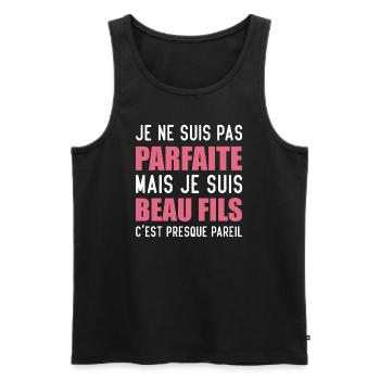 Je Ne Suis Pas Parfaite Mais Je Suis Beau Fils - Débardeur bio Premium Homme - noir - Devant - Michal (187cm)