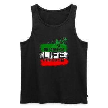 Woman Life Freedom, Butterflies,Iran,Flag - Men's Premium Organic Tank Top - black - Front - AI Model Male 178 light (178cm)