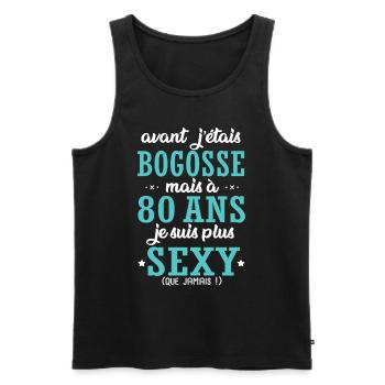 80 ans humour drôles anniversaire 80 ans - Débardeur bio Premium Homme - noir - Devant - Michal (187cm)
