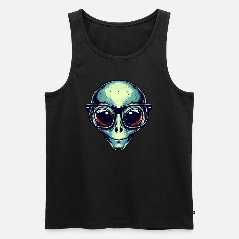Nerdiges Alien mit Brille - Männer Premium Bio Tank Top - Schwarz