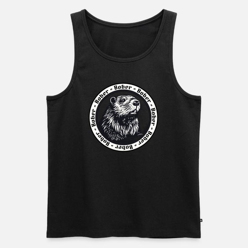 Bober - Retro Bieber Logo, Bóbr - Männer Premium Bio Tank Top - undefined