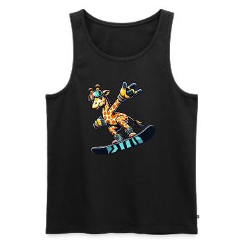 Cool giraffe on the snowboard - Men's Premium Organic Tank Top - black - Front - Michal (187cm)