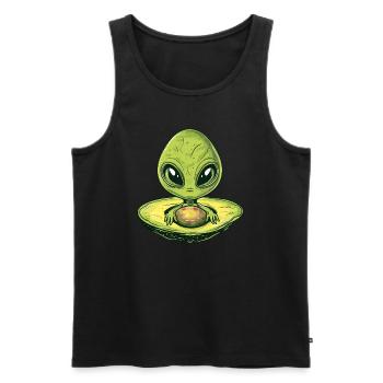 Cooler Alien Avocado mit Sonnenbrille & UFO Design - Männer Premium Bio Tank Top - Schwarz - Vorne - AI Model Male 178 light (178cm)