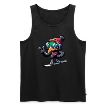 Emu Snowboarder Winter Adventure - Men's Premium Organic Tank Top - black - Front - Michal (187cm)