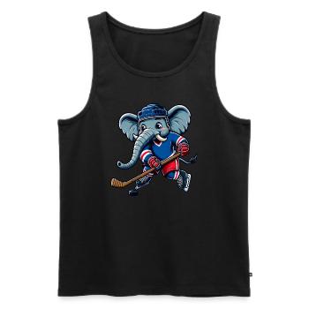 Eishockey Elefant Cartoon Spieler - Männer Premium Bio Tank Top - Schwarz - Vorne - Michal (187cm)