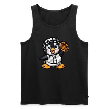 Pinguin Baseballspieler Cartoon - Männer Premium Bio Tank Top - Schwarz - Vorne - Michal (187cm)
