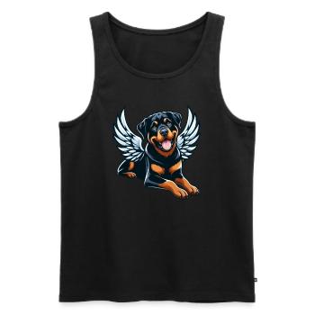 Süßer Rottweiler Engel Comic-Stil - Männer Premium Bio Tank Top - Schwarz - Vorne - Michal (187cm)