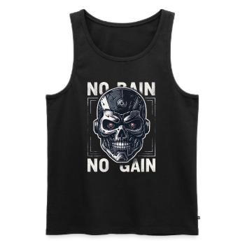 NO PAIN - NO GAIN - CYBORG - ROBOT - Men's Premium Organic Tank Top - black - Front - AI Model Male 178 light (178cm)