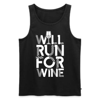 De course Pour le vin Vins Vignes - Débardeur bio Premium Homme - noir - Devant - AI Model Male 178 light (178cm)