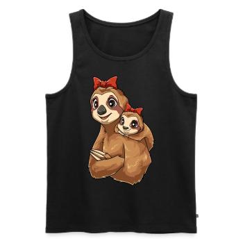 Faultier mit niedlichem Faultier Kind für - Männer Premium Bio Tank Top - Schwarz - Vorne - Michal (187cm)