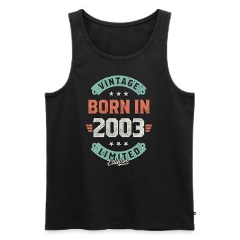 Vintage born in 2003 - Men's Premium Organic Tank Top - black - Front - Michal (187cm)