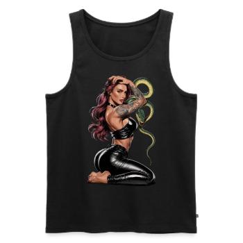 Wilde tätowierte Frau mit Schlange für einen - Männer Premium Bio Tank Top - Schwarz - Vorne - Michal (187cm)