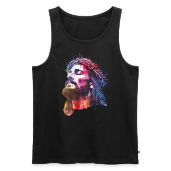 Jesus - Männer Premium Bio Tank Top - Schwarz - Vorne - Michal (187cm)