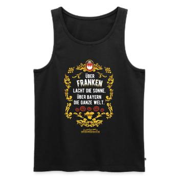 Franken Spruch Über Franken lacht die Sonne - Männer Premium Bio Tank Top - Schwarz - Vorne - Michal (187cm)