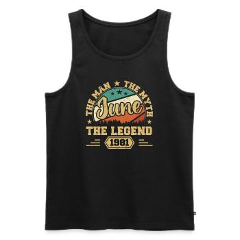 June 1981 The Man, The Myte, The legend, June 1981 - Männer Premium Bio Tank Top - Schwarz - Vorne - Michal (187cm)
