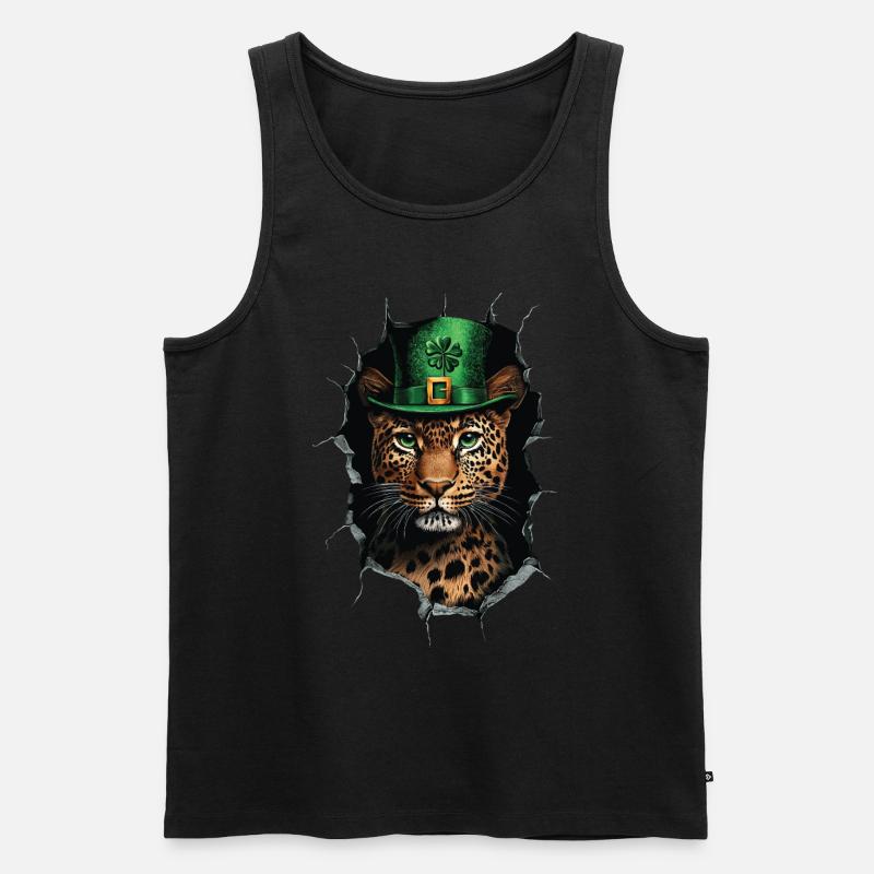 St. Patrick Leopard - Männer Premium Bio Tank Top - Schwarz