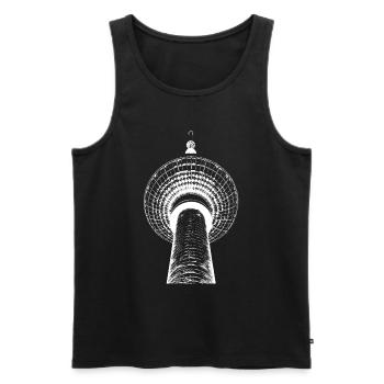 Berliner Fernsehturm Lichtzeichnung - Männer Premium Bio Tank Top - Schwarz - Vorne - Michal (187cm)