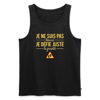 Je ne suis pas bourré je défie la gravité humour - Débardeur bio Premium Homme - noir - Devant - AI Model Male 178 light (178cm)