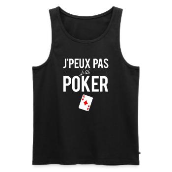 J'peux pas j'ai poker jeu de cartes humour - Débardeur bio Premium Homme - noir - Devant - Michal (187cm)